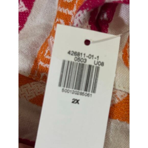 Old Navy orange/pink/cream top, 2X, NWT, bohemian, cottagecore, feminine - Picture 7 of 7